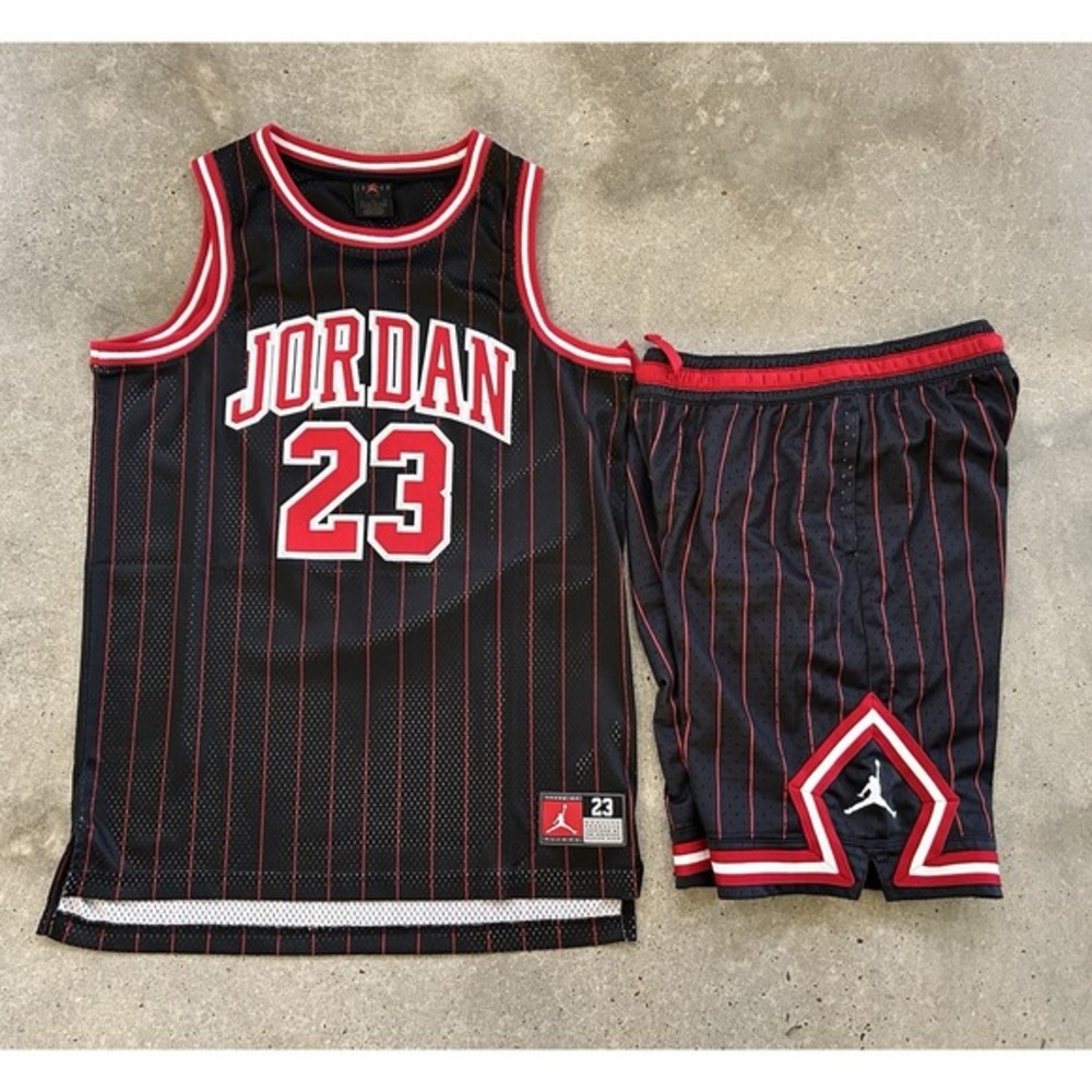 Nike Jordan 23 Pinstripe‎ Basketball Jersey and Shorts Youth XL Mesh Set EUC